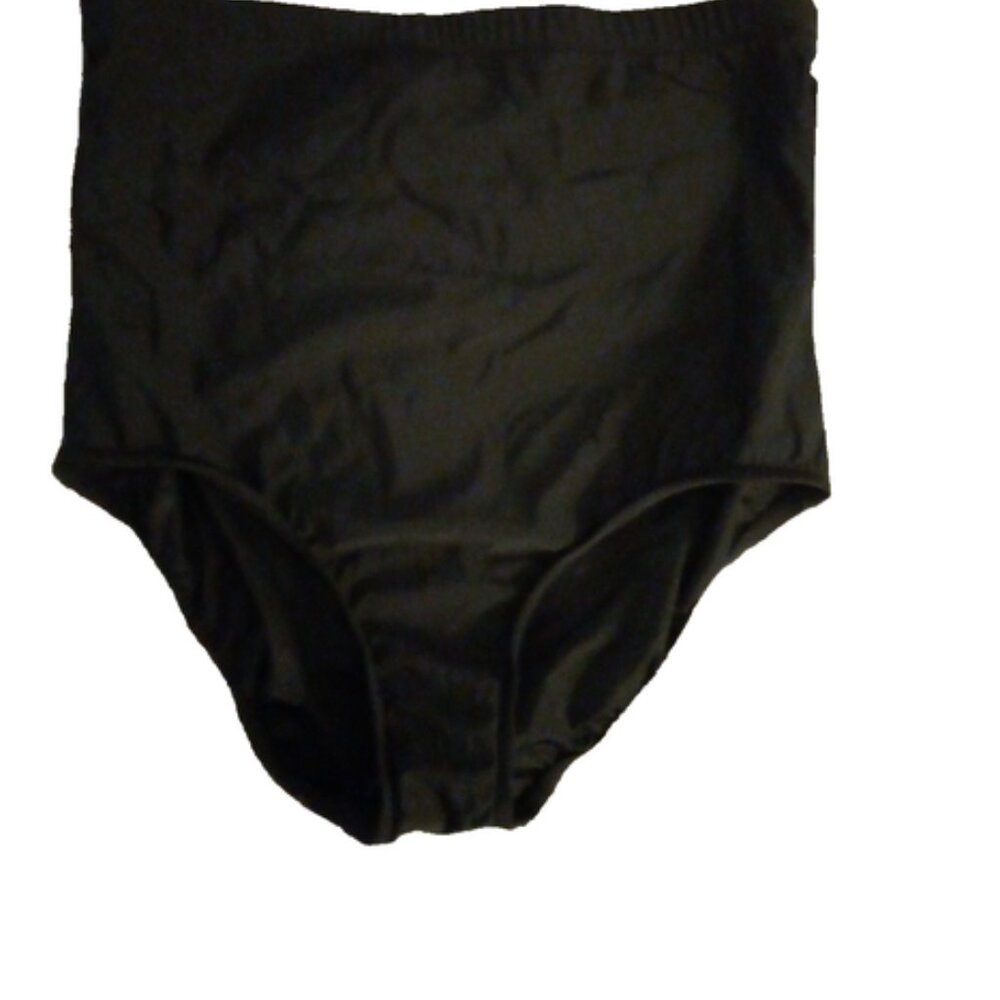 Black High-Waist Swim Brief Bottoms – Women's Retro Bikini Style, Tummy Control